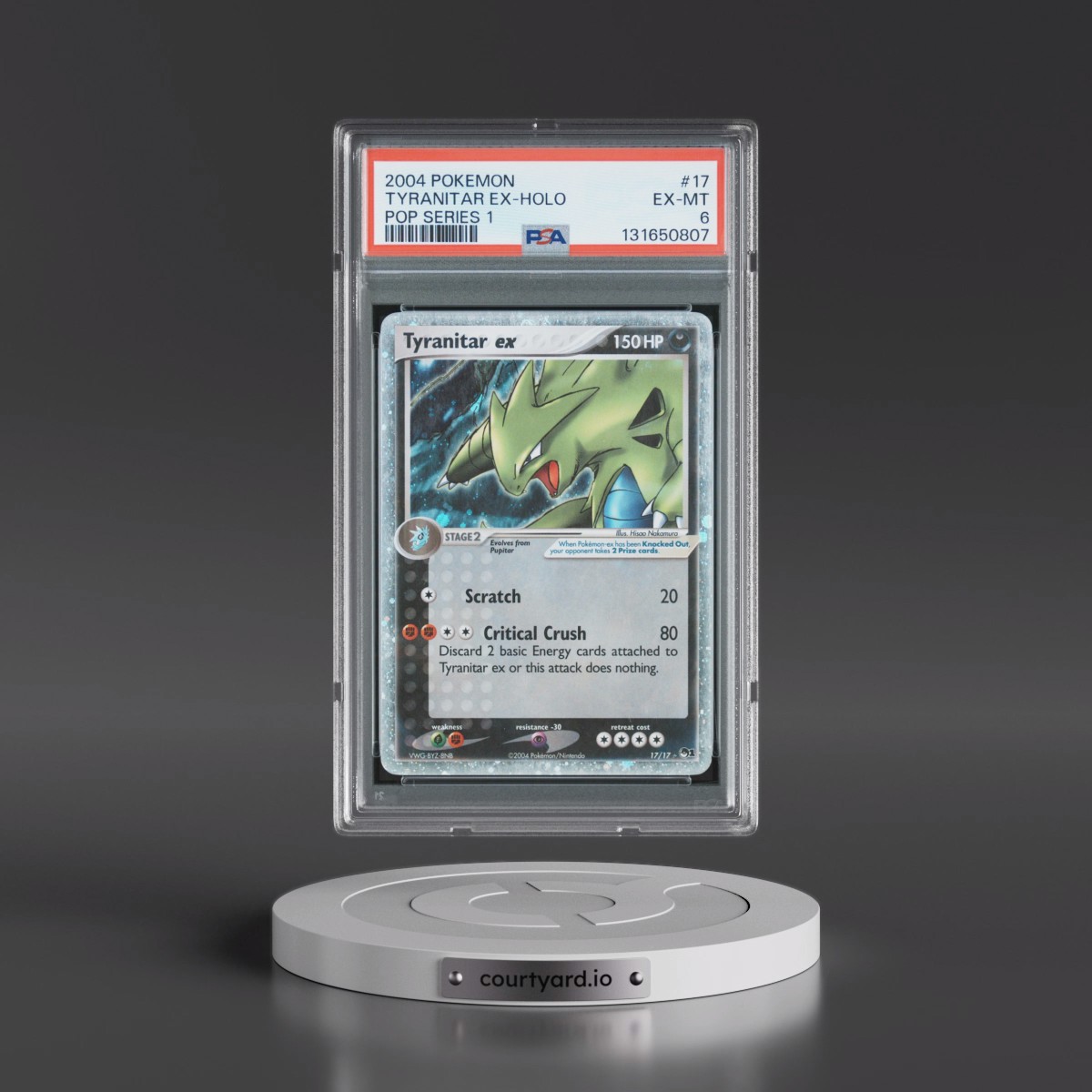 2004 Pokémon Pop Series 1 #17 Tyranitar EX - Holo Holo (PSA 6 EX-MT)