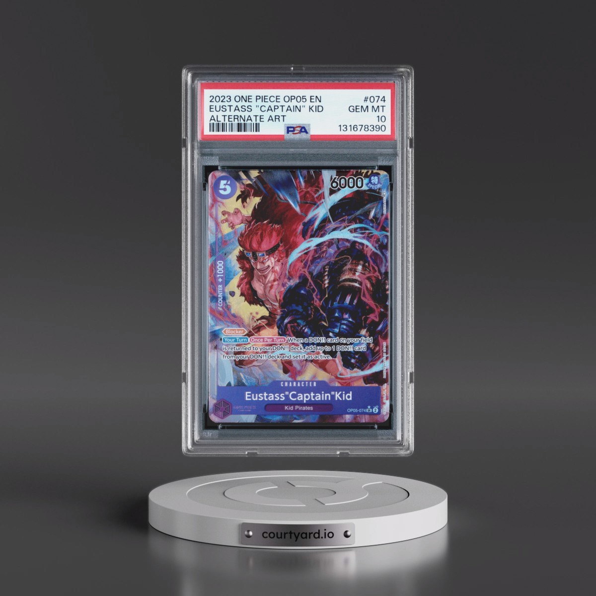 2023 One Piece OP05-Awakening of the New Era #074 Eustass "Captain" Kid - Alternate Art (PSA 10 GEM MINT)