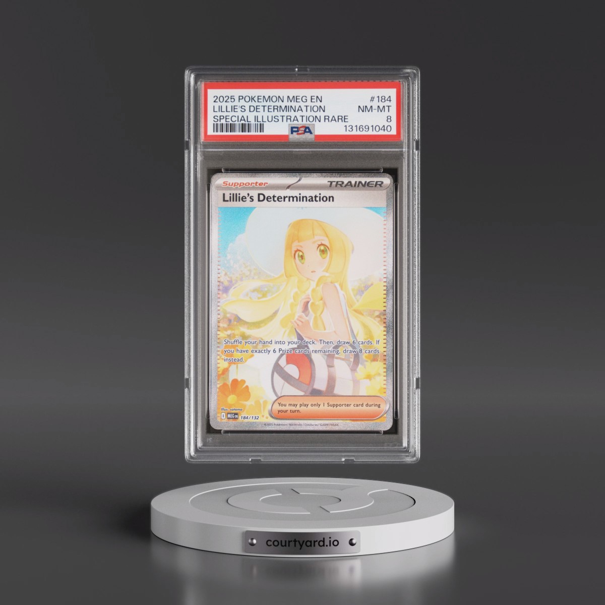 2025 Pokémon Meg EN-Mega Evolution #184 Lillie's Determination - Special Illustration Rare (PSA 8 NM-MT)