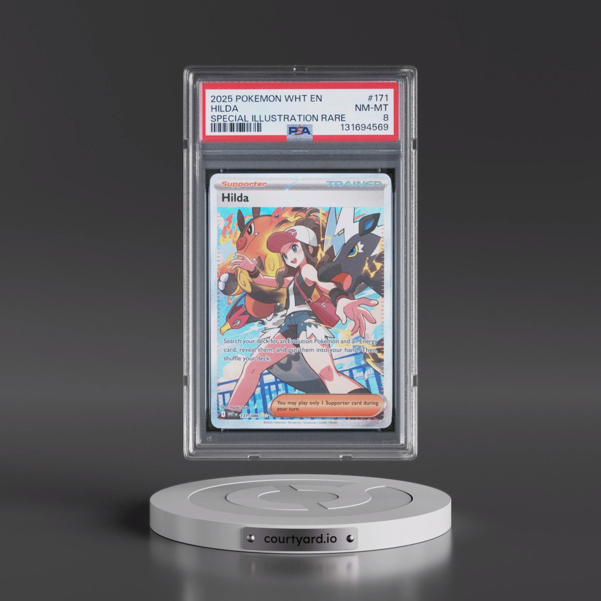 2025 Pokémon Wht EN-White Flare #171 Hilda - Special Illustration Rare (PSA 8 NM-MT)