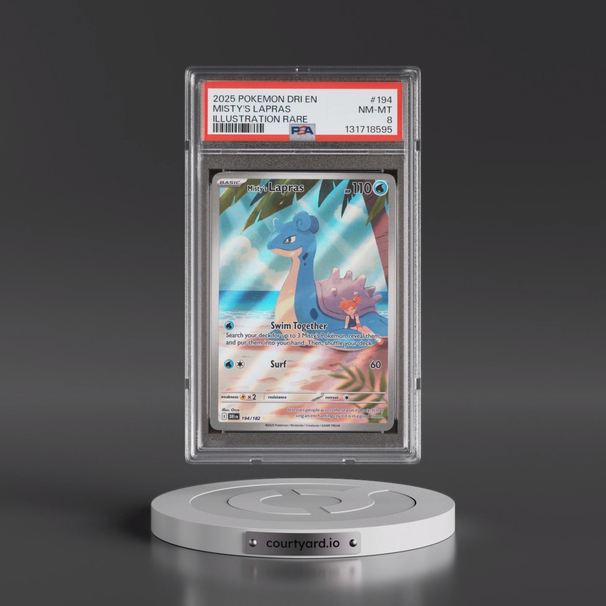 2025 Pokémon Dri EN-Destined Rivals #194 Misty's Lapras - Illustration Rare (PSA 8 NM-MT)