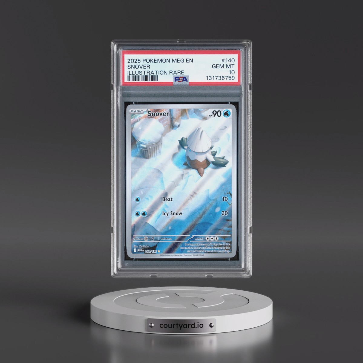 2025 Pokémon Meg EN-Mega Evolution #140 Snover - Illustration Rare (PSA 10 GEM MINT)