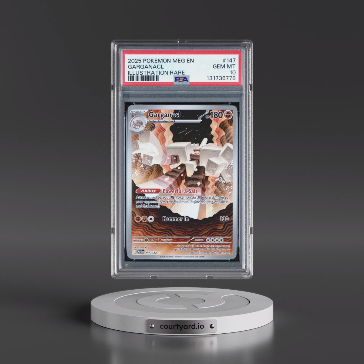 2025 Pokémon Meg EN-Mega Evolution #147 Garganacl - Illustration Rare (PSA 10 GEM MINT)