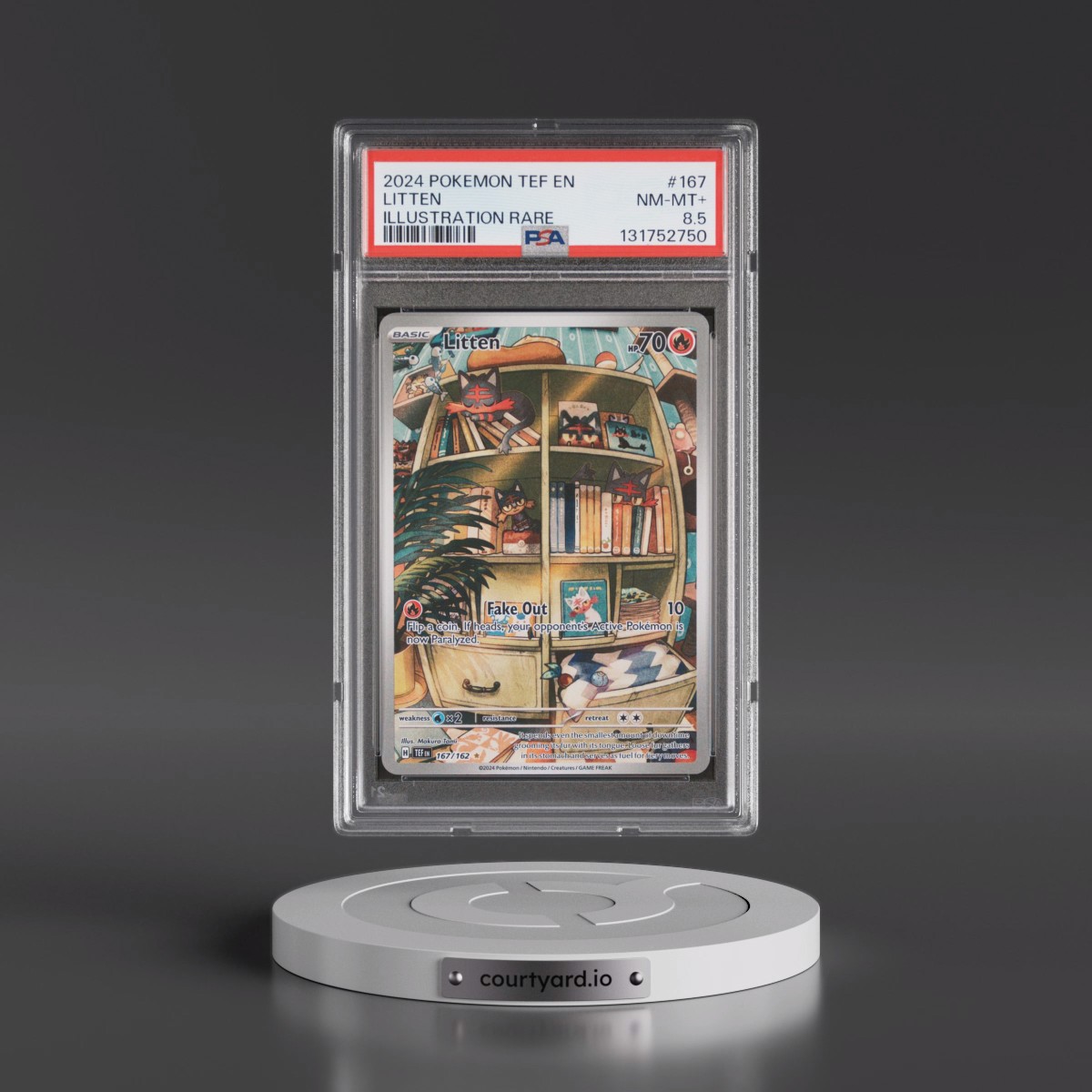2024 Pokémon Tef EN-Temporal Forces #167 Litten - Illustration Rare (PSA 8.5 NM-MT+)
