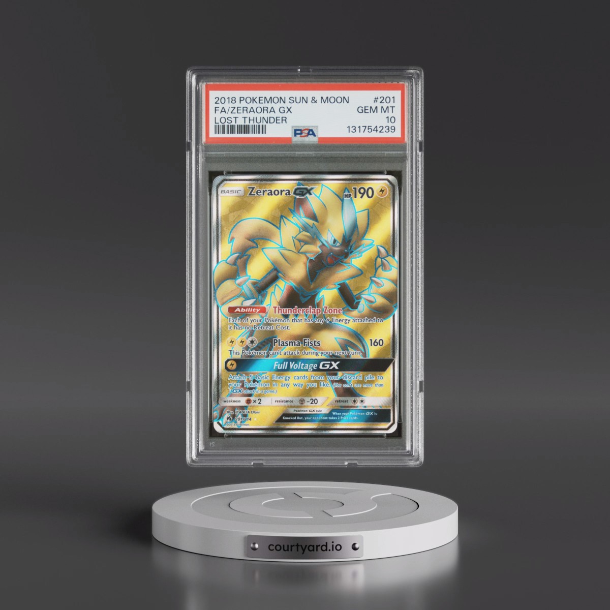 2018 Pokémon Sun & Moon Lost Thunder #201 Zeraora GX - Holo Full Art (PSA 10 GEM MINT)