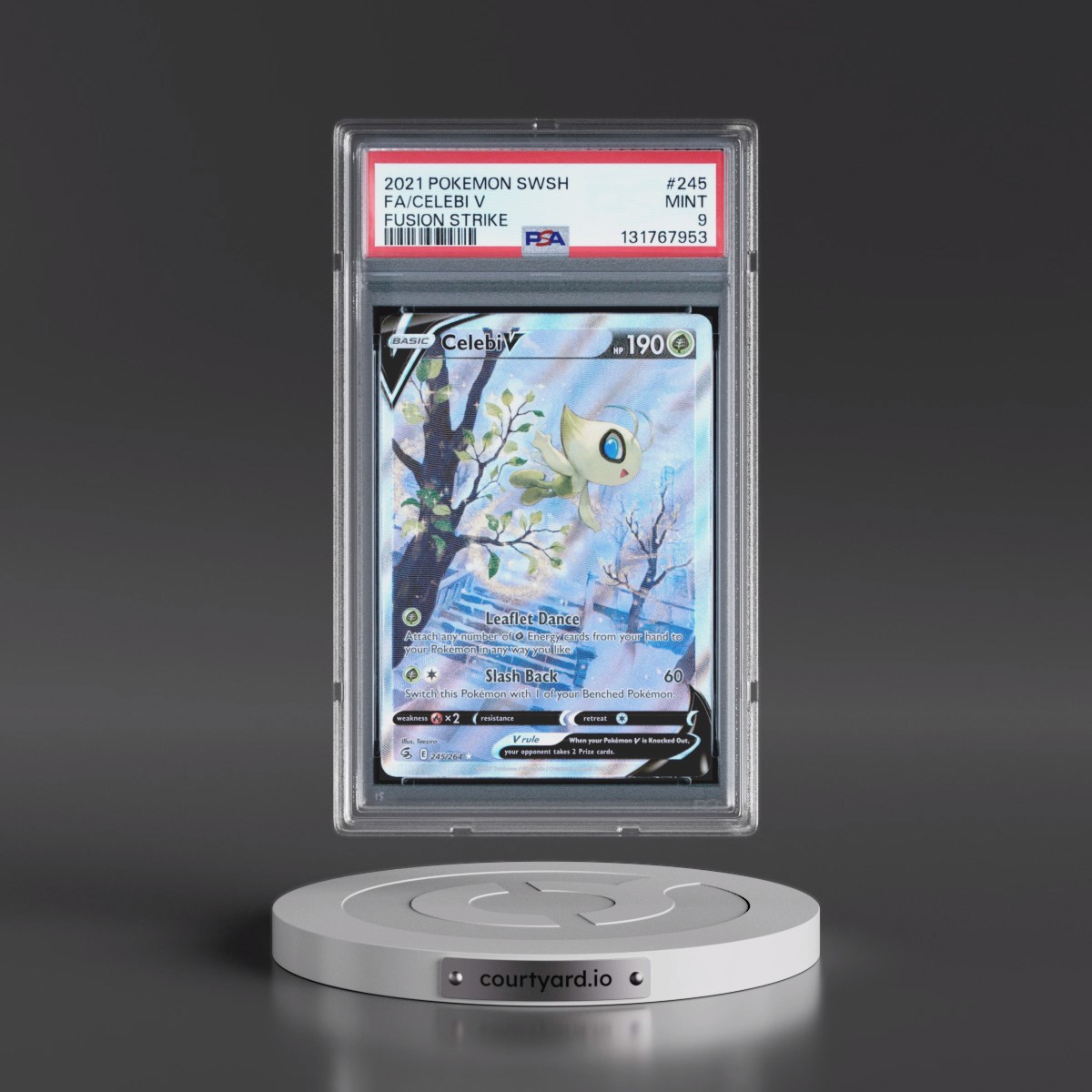 2021 Pokémon Sword & Shield Fusion Strike #245 Celebi V - Holo Full Art (PSA 9 MINT)