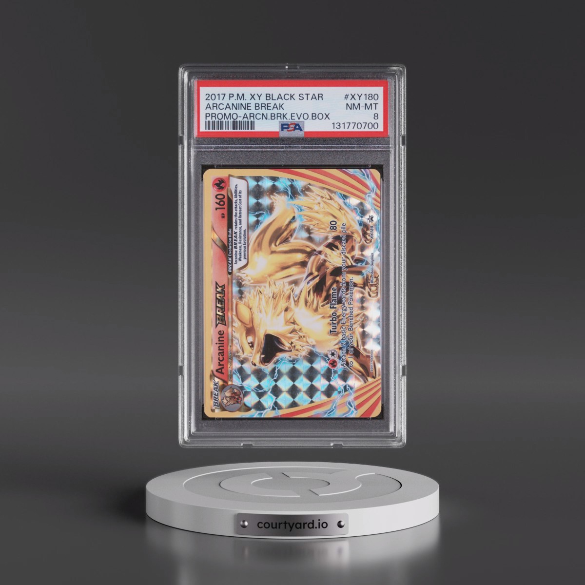 2017 Pokémon XY Black Star Promo #XY180 Arcanine Break - Arcanine Break Evolution Box (PSA 8 NM-MT)