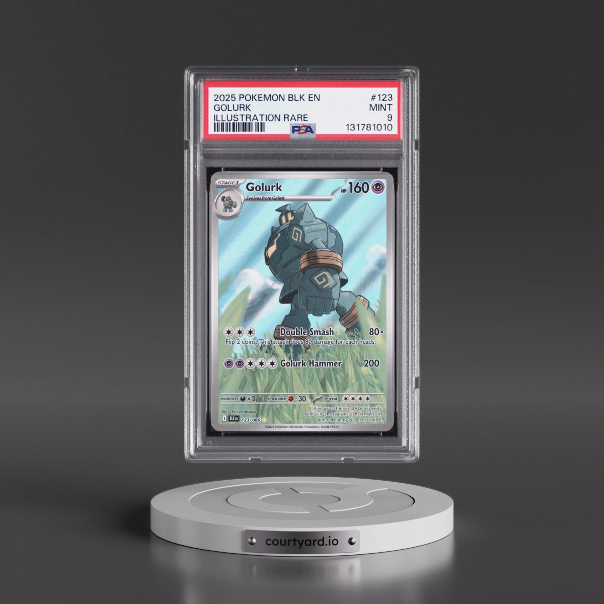 2025 Pokémon Blk EN-Black Bolt #123 Golurk - Illustration Rare (PSA 9 MINT)