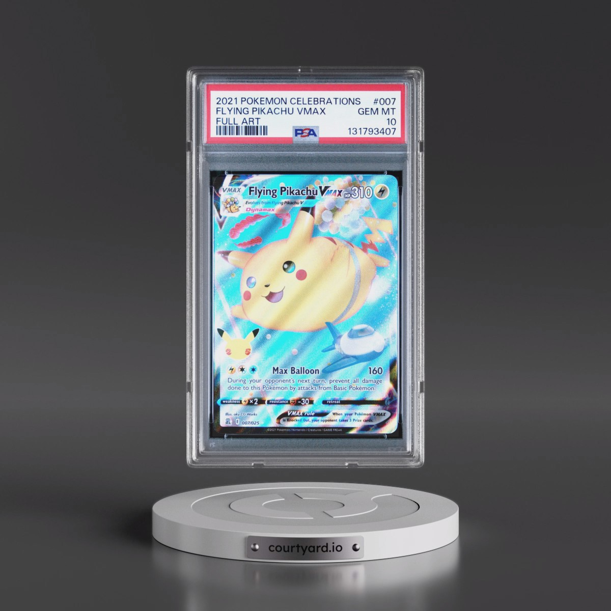 2021 Pokémon Celebrations #007 Flying Pikachu Vmax - Full Art (PSA 10 GEM MINT)