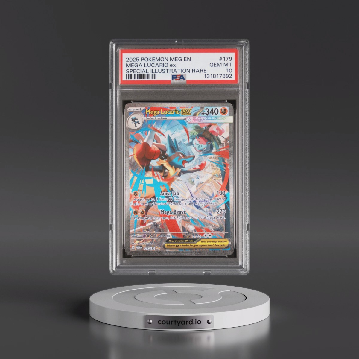 2025 Pokémon Meg EN-Mega Evolution #179 Mega Lucario EX - Holo Special Illustration Rare (PSA 10 GEM MINT)