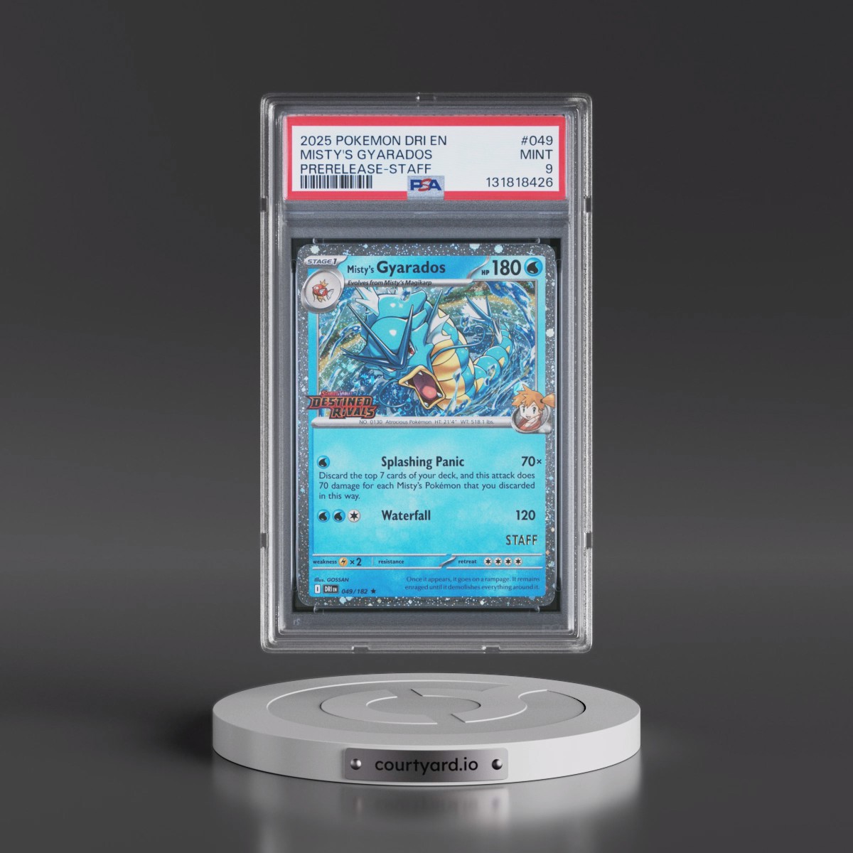 2025 Pokémon Dri EN-Destined Rivals Misty's Gyarados - Prerelease-Staff #049 PSA 9