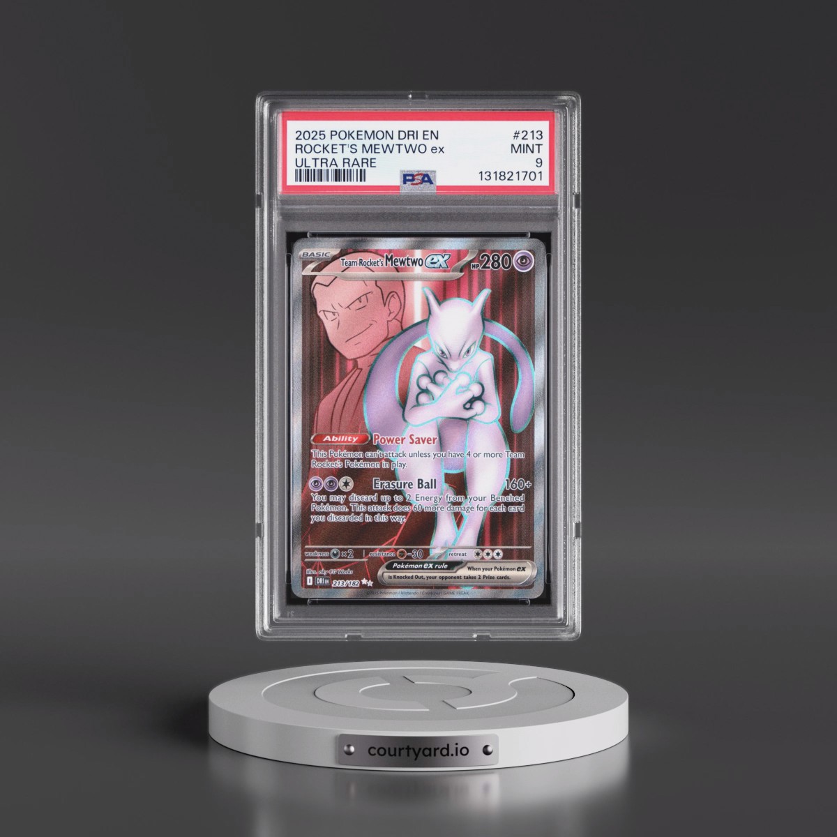 2025 Pokémon Dri EN-Destined Rivals #213 Team Rocket's Mewtwo EX - Holo Ultra Rare (PSA 9 MINT)