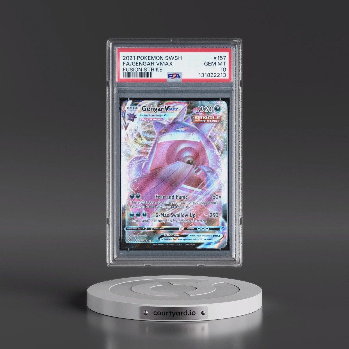 2021 Pokémon Sword & Shield Fusion Strike #157 Gengar Vmax - Full Art (PSA 10 GEM MINT)