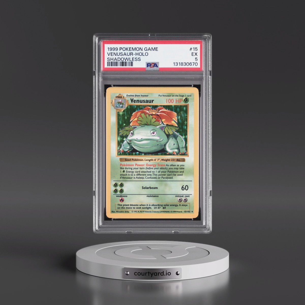 1999 Pokémon Game #15 Venusaur - Holo Shadowless (PSA 5 EX)