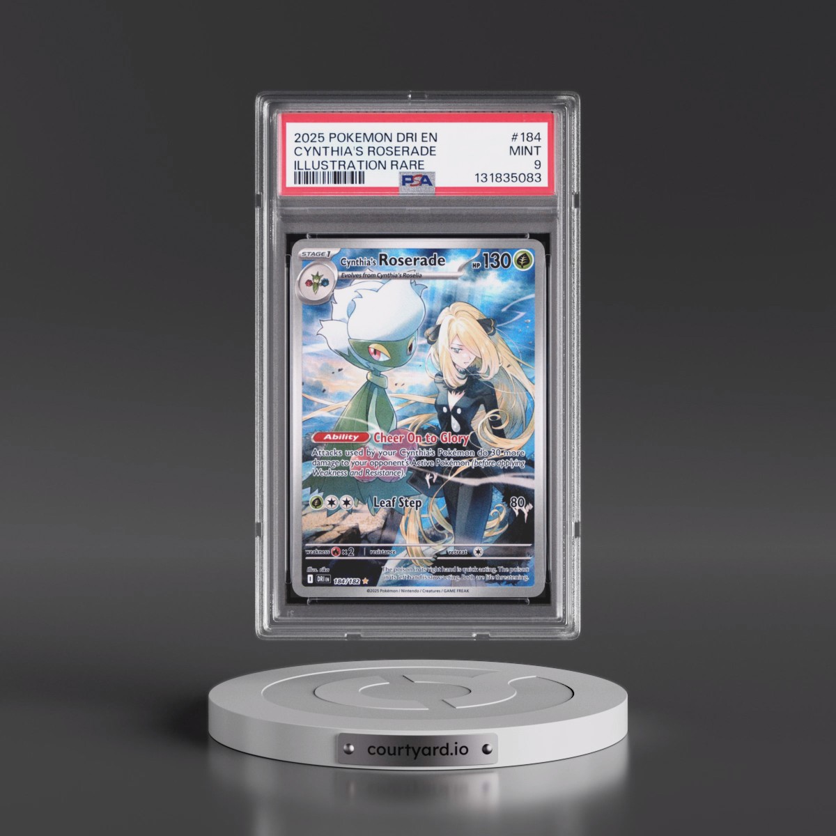 2025 Pokémon Dri EN-Destined Rivals #184 Cynthia's Roserade - Illustration Rare (PSA 9 MINT)