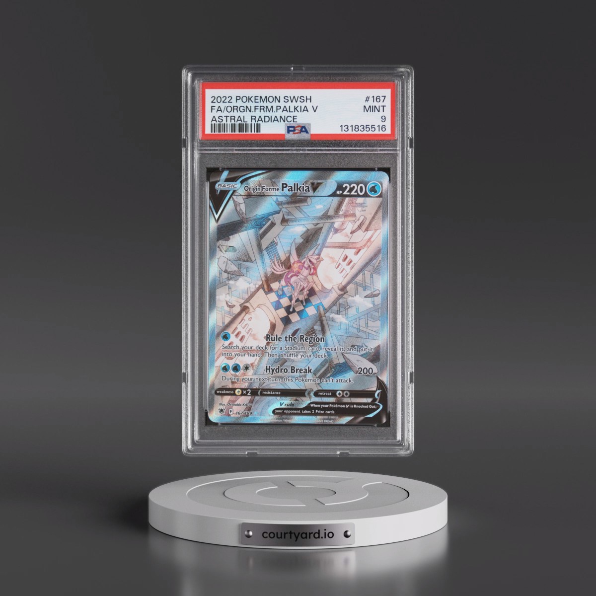 2022 Pokémon Sword & Shield Astral Radiance #167 Origin Forme Palkia V - Holo Full Art (PSA 9 MINT)