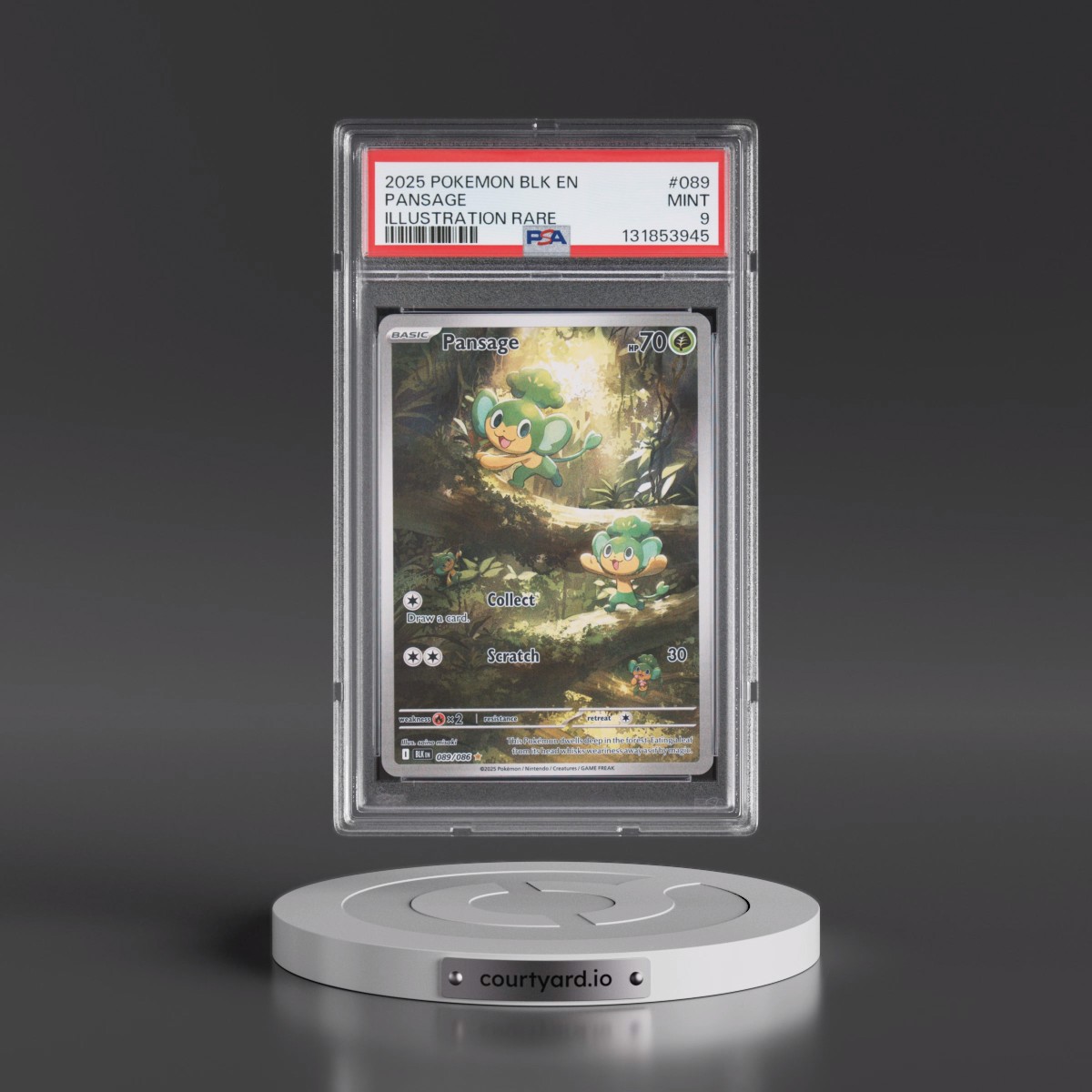 2025 Pokémon Blk EN-Black Bolt #089 Pansage - Illustration Rare (PSA 9 MINT)