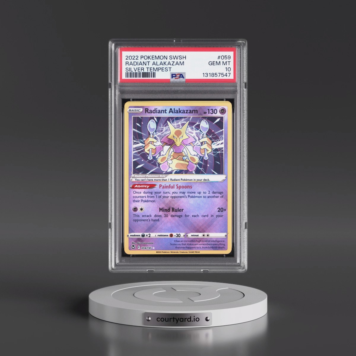 2022 Pokémon Sword & Shield Silver Tempest #059 Radiant Alakazam - Holo (PSA 10 GEM MINT)