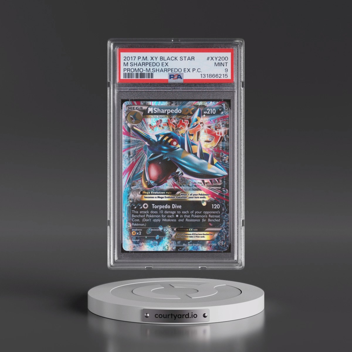 2017 Pokémon XY Black Star Promo #XY200 M Sharpedo EX - Holo Mega Sharpedo EX Premium Collection (PSA 9 MINT)