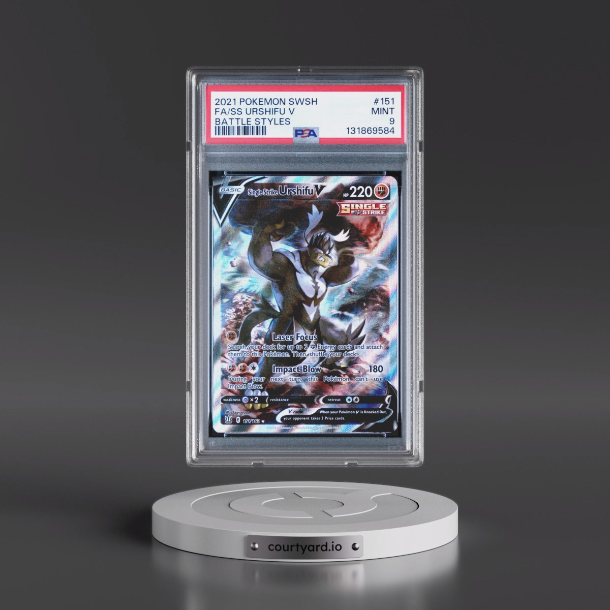 2021 Pokémon Sword & Shield Battle Styles #151 Single Strike Urshifu V - Holo Full Art (PSA 9 MINT)