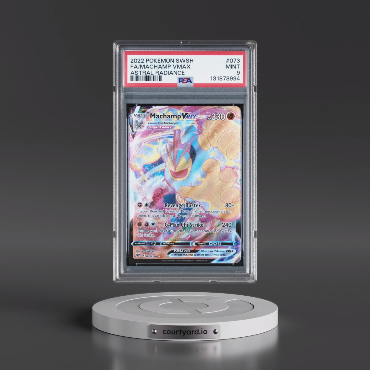2022 Pokémon Sword & Shield Astral Radiance #073 Machamp Vmax - Full Art (PSA 9 MINT)