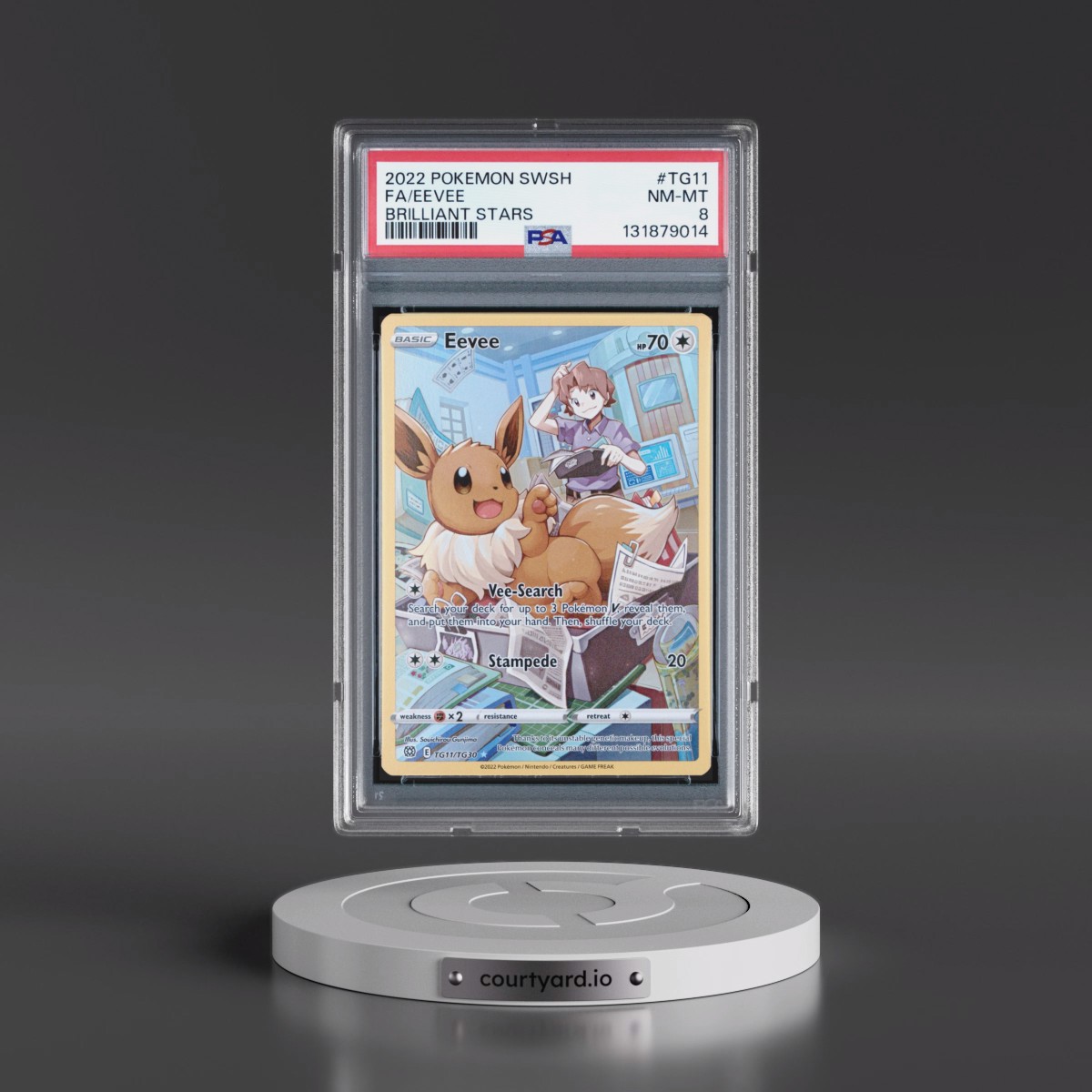 2022 Pokémon Sword & Shield Brilliant Stars #TG11 Eevee - Full Art (PSA 8 NM-MT)