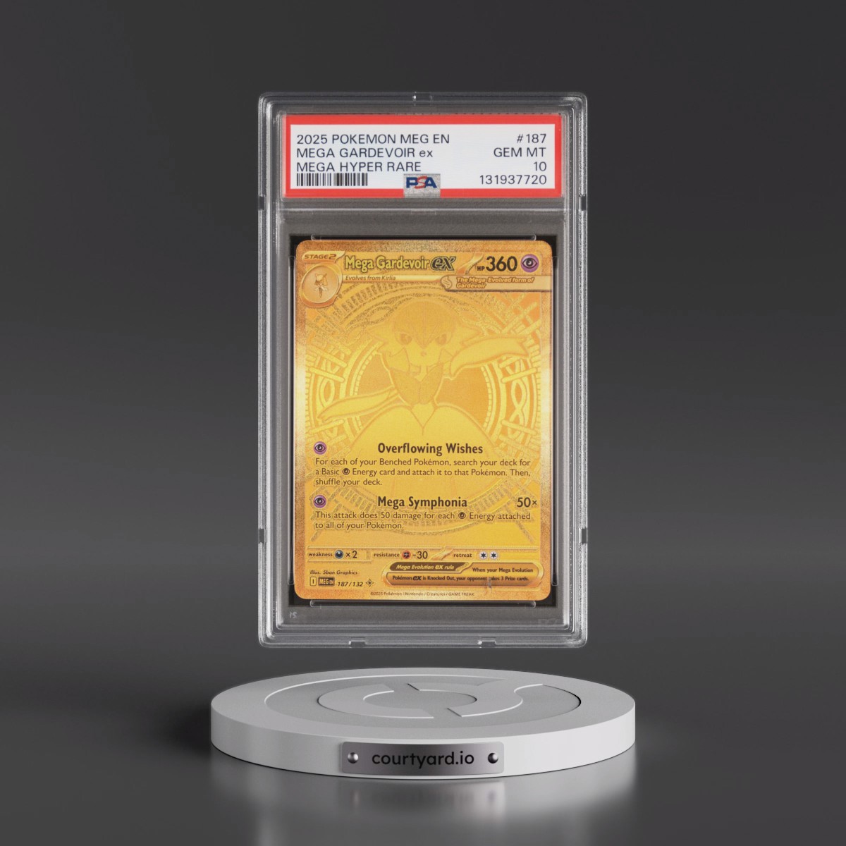 2025 Pokémon Meg EN-Mega Evolution #187 Mega Gardevoir EX - Holo Mega Hyper Rare (PSA 10 GEM MINT)