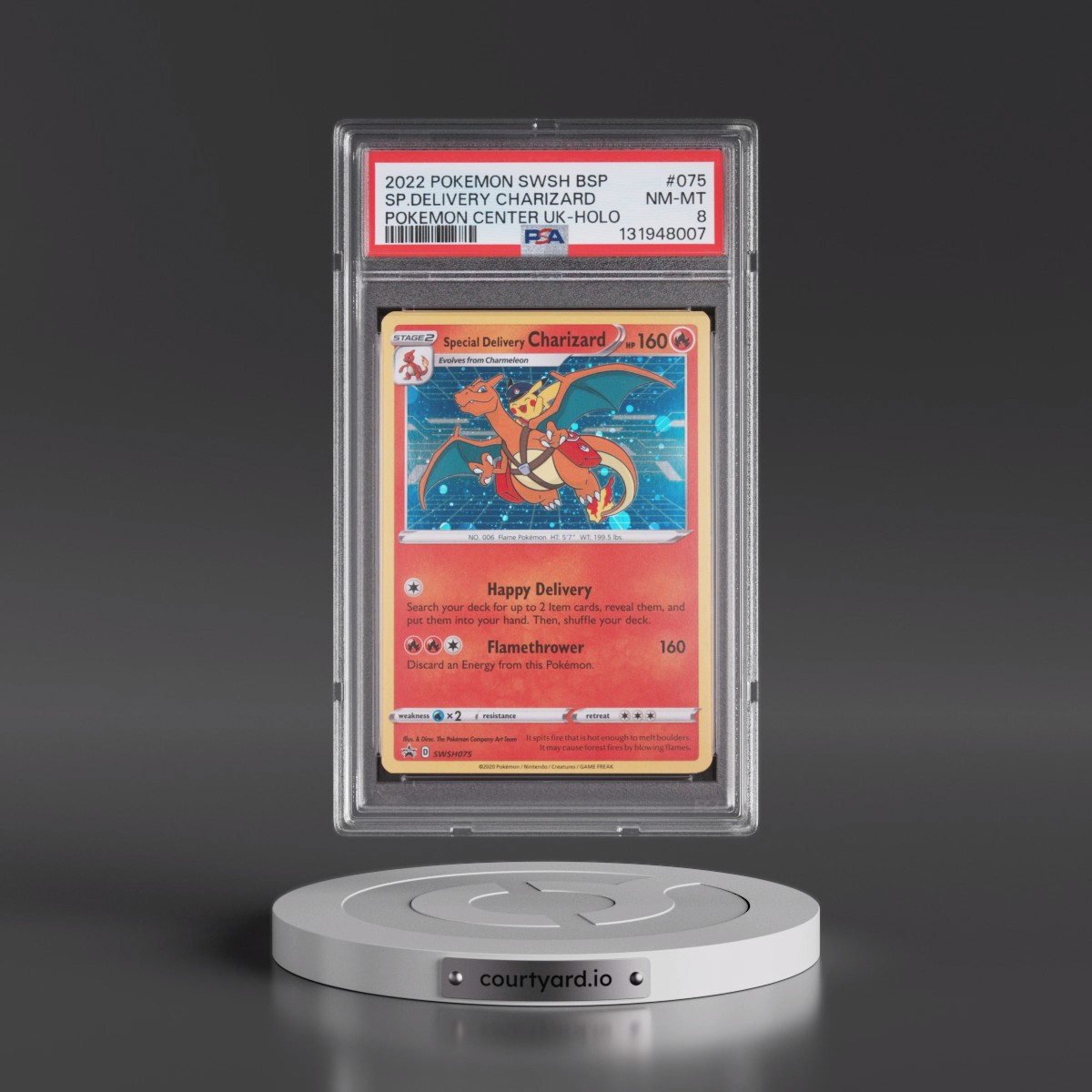 2022 Pokémon Swsh Black Star Promo #075 Special Delivery Charizard - Holo Pokemon Center United Kingdom (PSA 8 NM-MT)