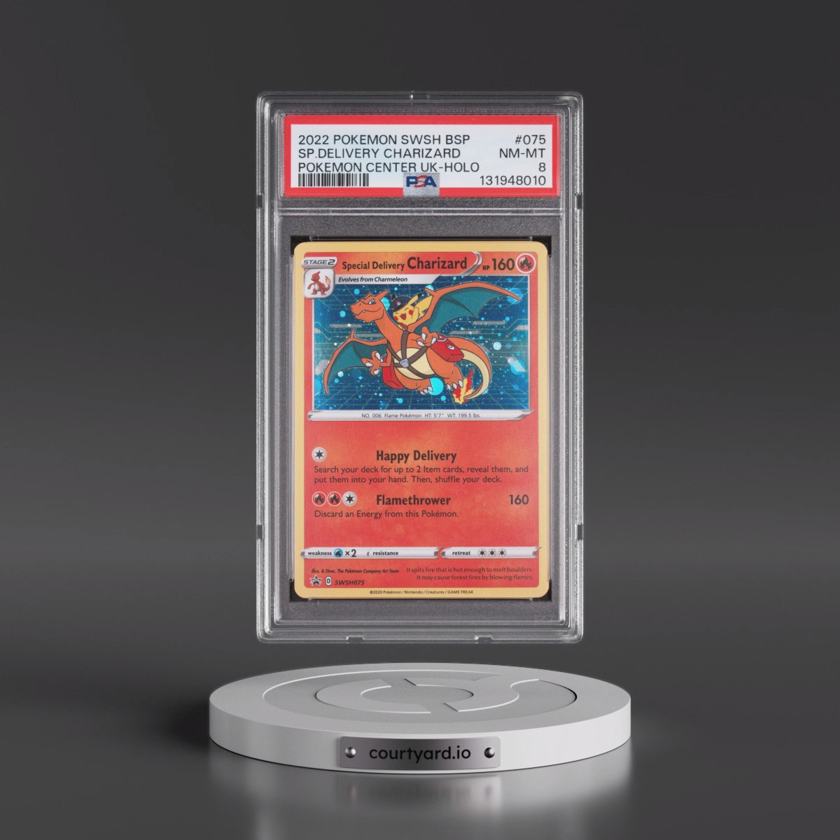2022 Pokémon Swsh Black Star Promo #075 Special Delivery Charizard - Holo Pokemon Center United Kingdom (PSA 8 NM-MT)