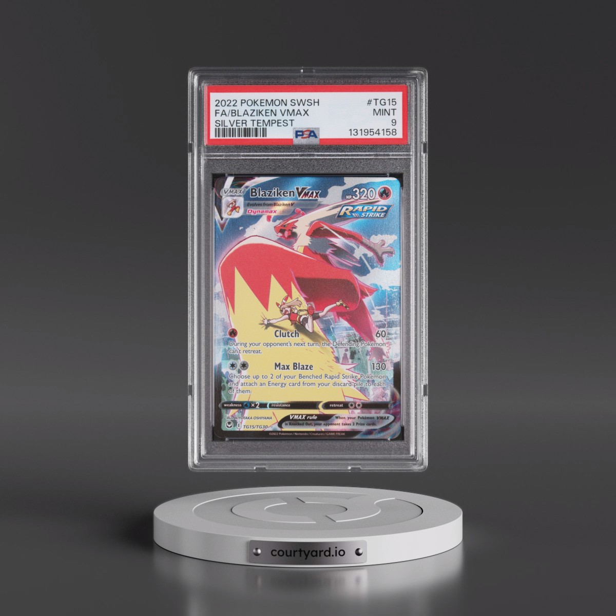 2022 Pokémon Sword & Shield Silver Tempest #TG15 Blaziken Vmax - Full Art (PSA 9 MINT)