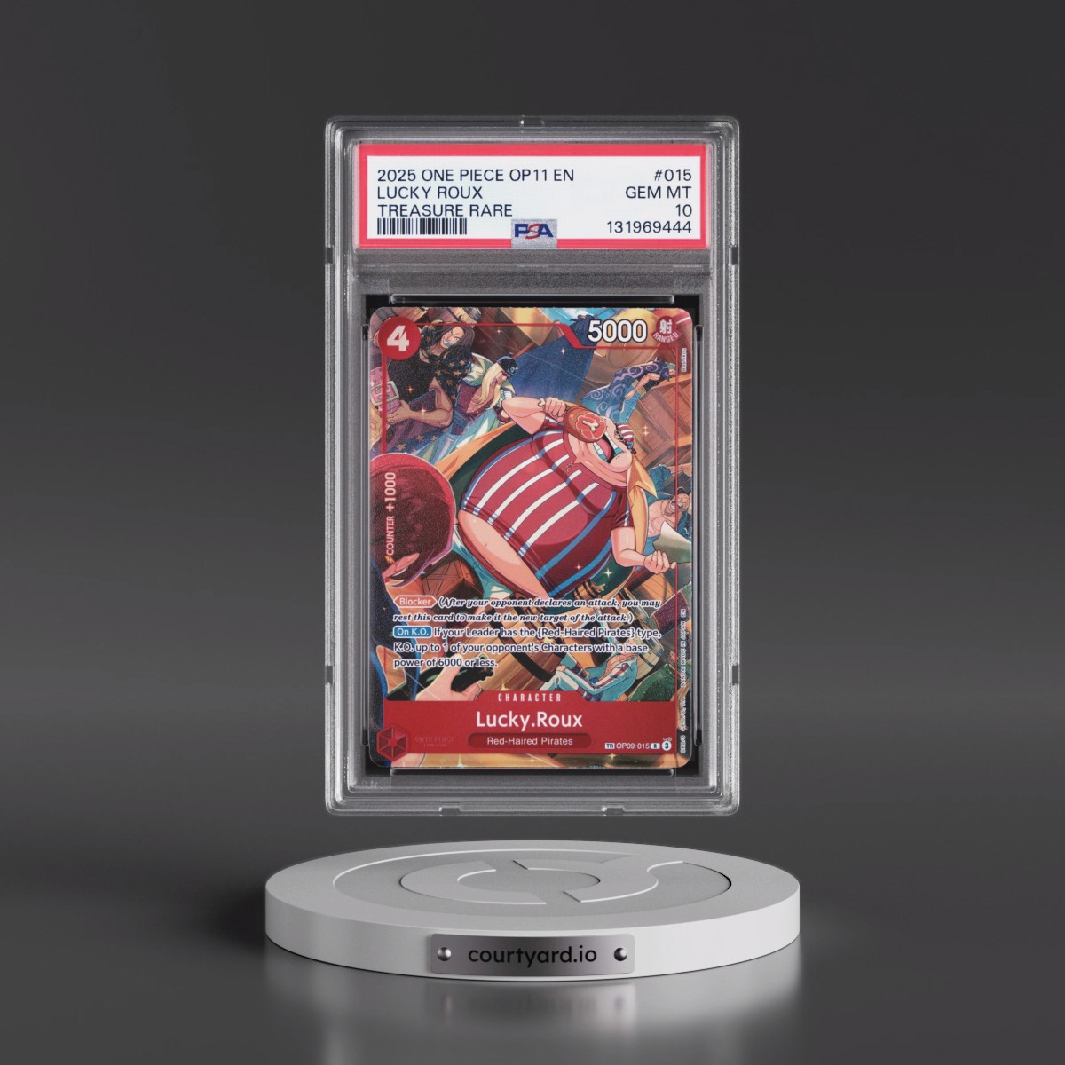 2025 One Piece OP11-A Fist of Divine Speed #015 Lucky Roux - Treasure Rare (PSA 10 GEM MINT)