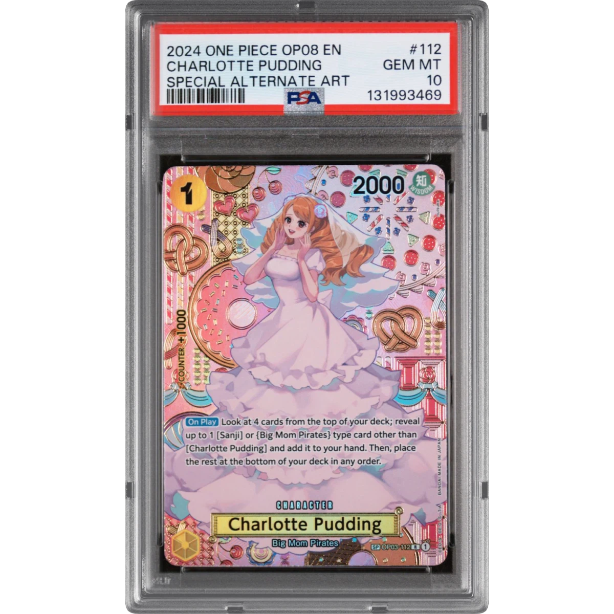 2024 One Piece OP08-Two Legends #112 Charlotte Pudding - Special Alternate Art (PSA 10 GEM MINT)