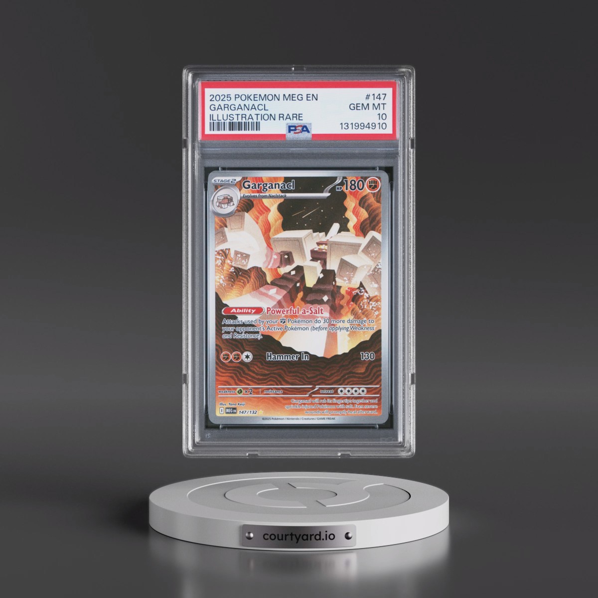 2025 Pokémon Meg EN-Mega Evolution #147 Garganacl - Illustration Rare (PSA 10 GEM MINT)