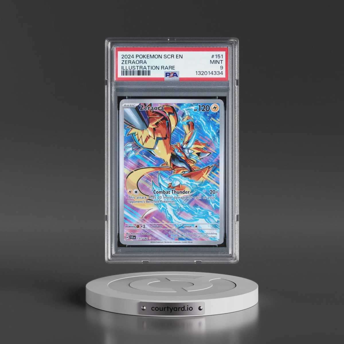 2024 Pokémon Scr EN-Stellar Crown #151 Zeraora - Illustration Rare (PSA 9 MINT)