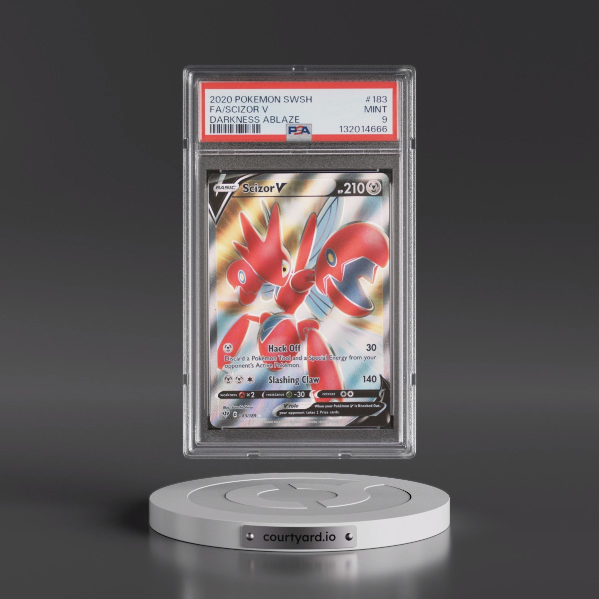 2020 Pokémon Sword & Shield Darkness Ablaze #183 Scizor V - Holo Full Art (PSA 9 MINT)