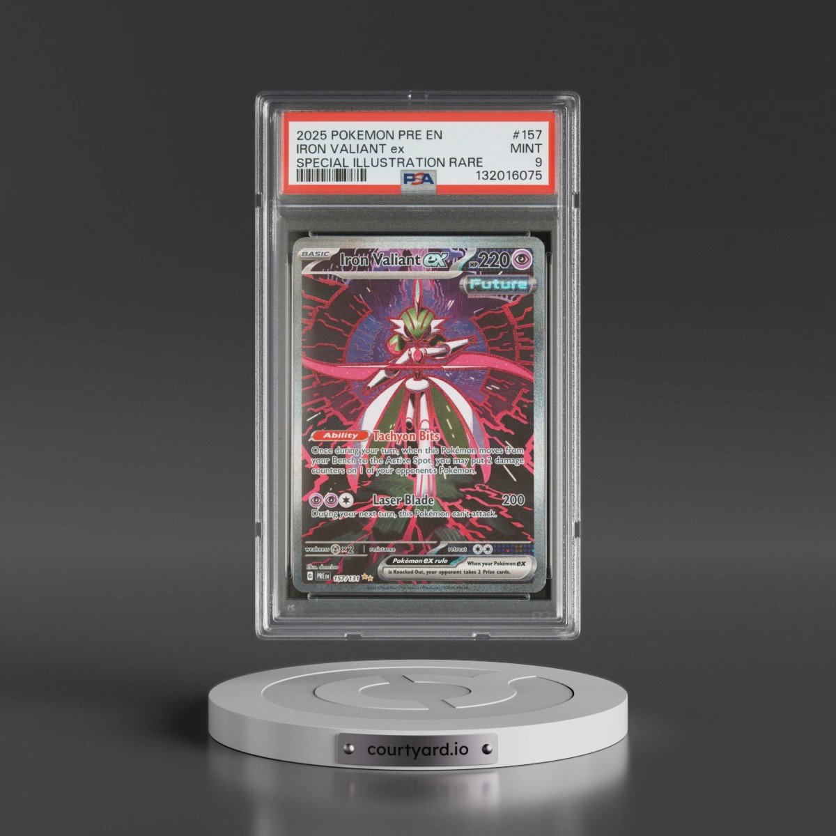 2025 Pokémon Pre EN-Prismatic Evolutions #157 Iron Valiant EX - Holo Special Illustration Rare (PSA 9 MINT)
