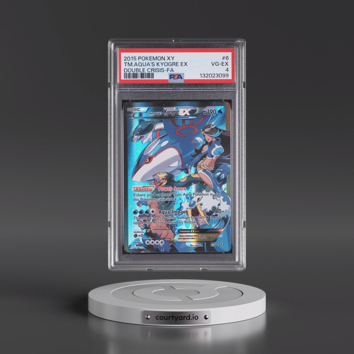 2015 Pokémon XY Double Crisis #6 Team Aqua's Kyogre EX - Holo Full Art (PSA 4 VG-EX)