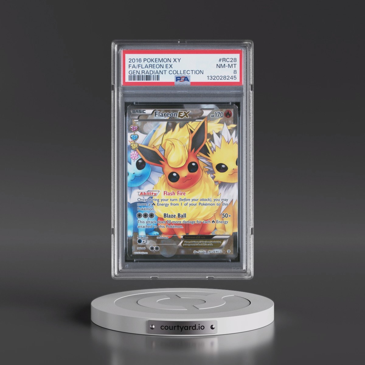 2016 Pokémon XY Generations Radiant Collection #RC28 Flareon EX - Holo Full Art (PSA 8 NM-MT)