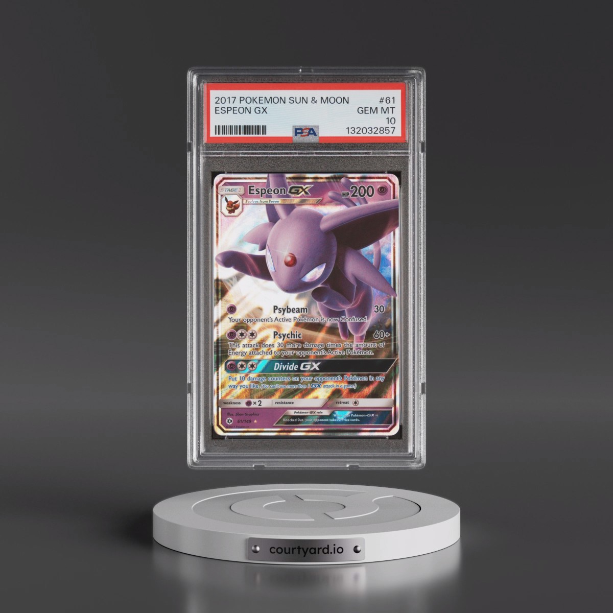2017 Pokémon Sun & Moon #61 Espeon GX - Holo (PSA 10 GEM MINT)