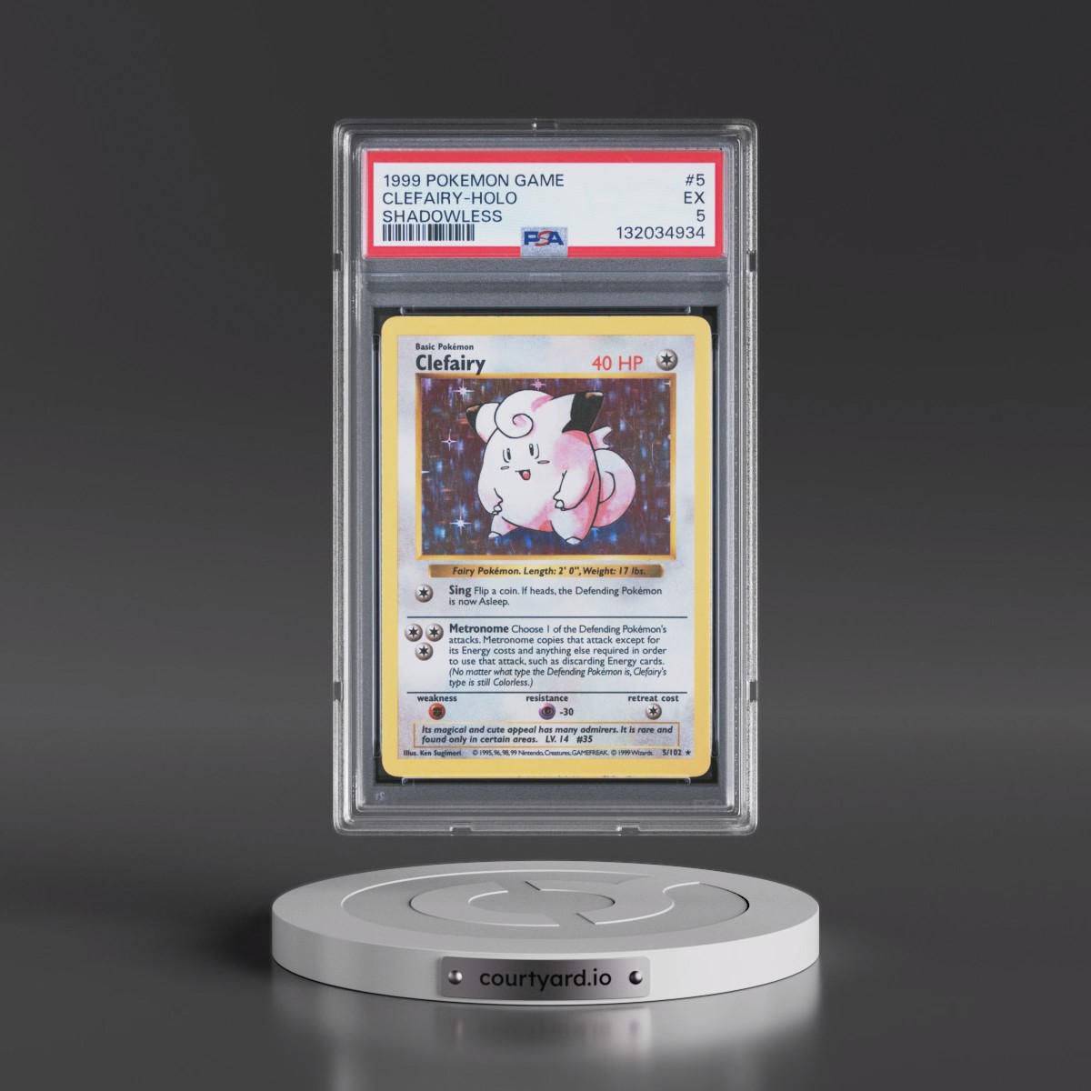 1999 Pokémon Game #5 Clefairy - Holo Shadowless (PSA 5 EX)