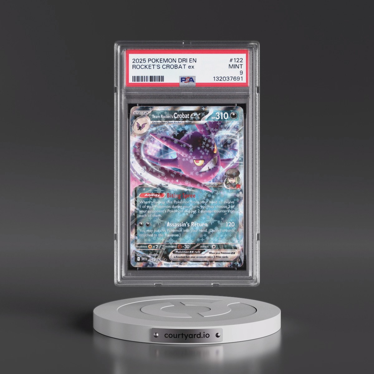 2025 Pokémon Dri EN-Destined Rivals #122 Team Rocket's Crobat EX - Holo (PSA 9 MINT)