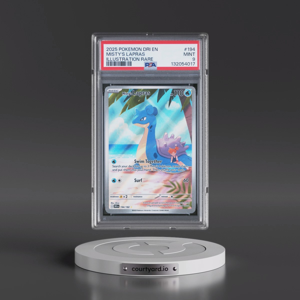 2025 Pokémon Dri EN-Destined Rivals #194 Misty's Lapras - Illustration Rare (PSA 9 MINT)