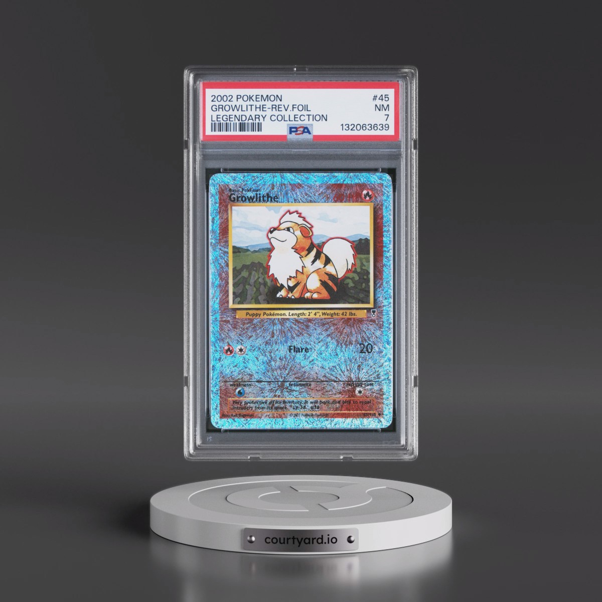 2002 Pokémon Legendary Collection #45 Growlithe - Reverse Foil (PSA 7 NM)
