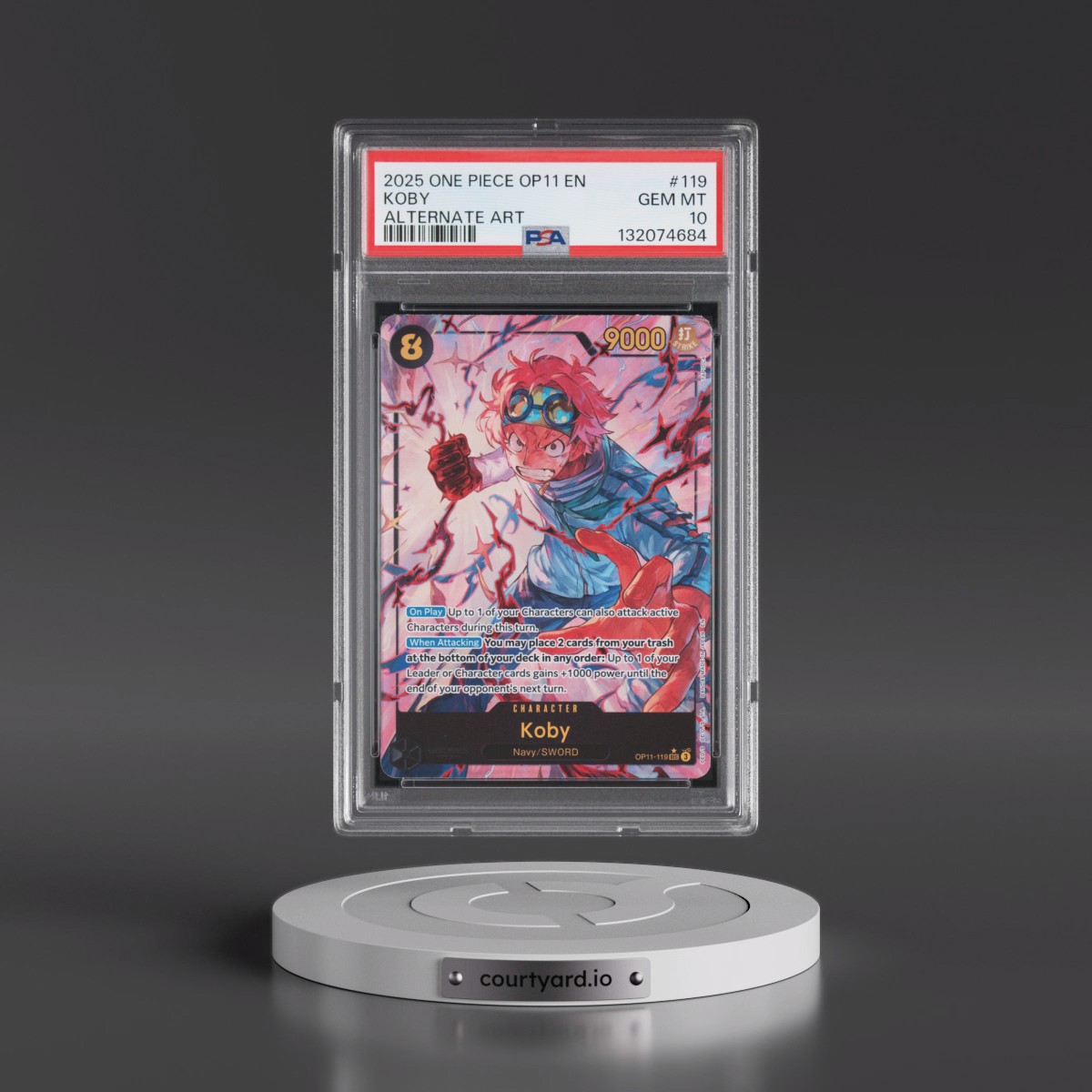 2025 One Piece OP11-A Fist of Divine Speed #119 Koby - Alternate Art (PSA 10 GEM MINT)