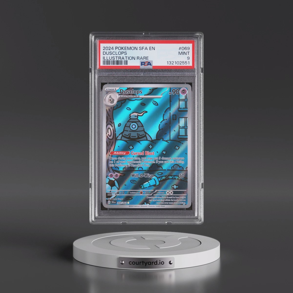 2024 Pokémon Sfa EN-Shrouded Fable #069 Dusclops - Illustration Rare (PSA 9 MINT)
