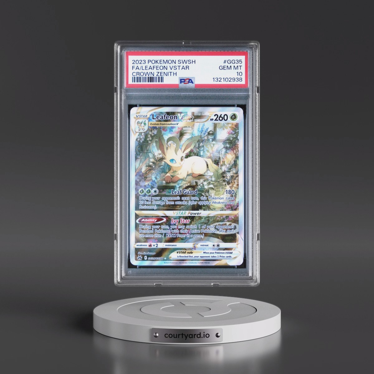 2023 Pokémon Sword and Shield Crown Zenith #GG35 Leafeon Vstar - Full Art (PSA 10 GEM MINT)