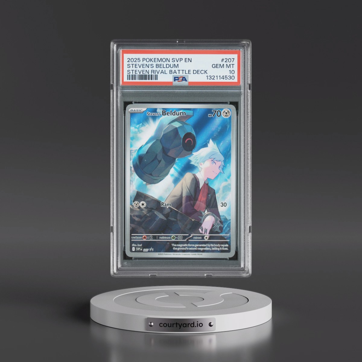 2025 Pokémon Svp EN-SV Black Star Promo #207 Steven's Beldum - Steven Rival Battle Deck (PSA 10 GEM MINT)
