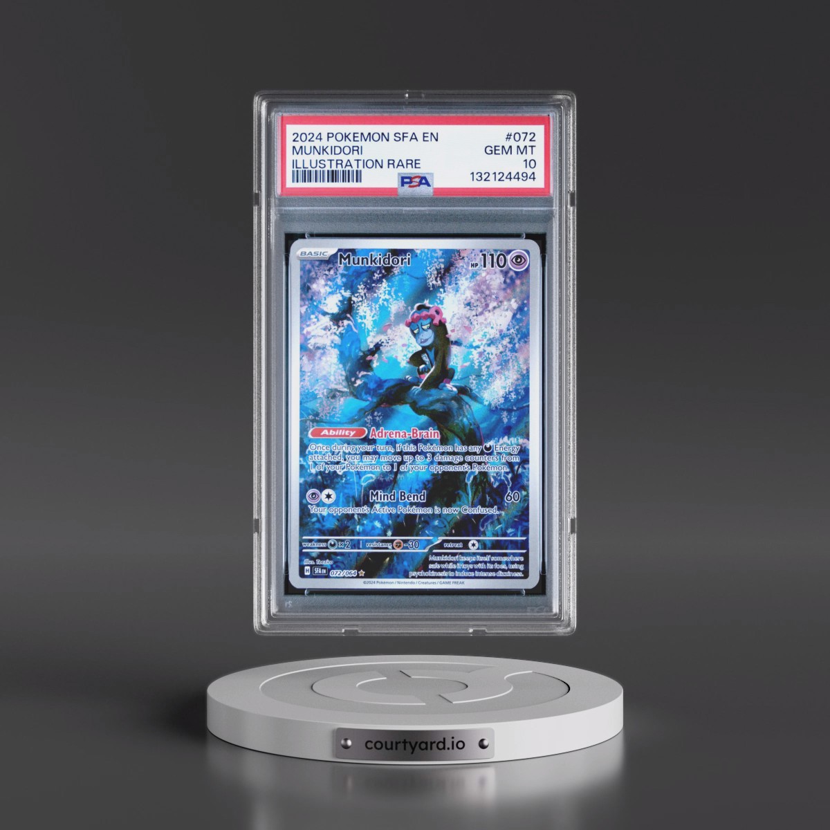 2024 Pokémon Sfa EN-Shrouded Fable #072 Munkidori - Illustration Rare (PSA 10 GEM MINT)