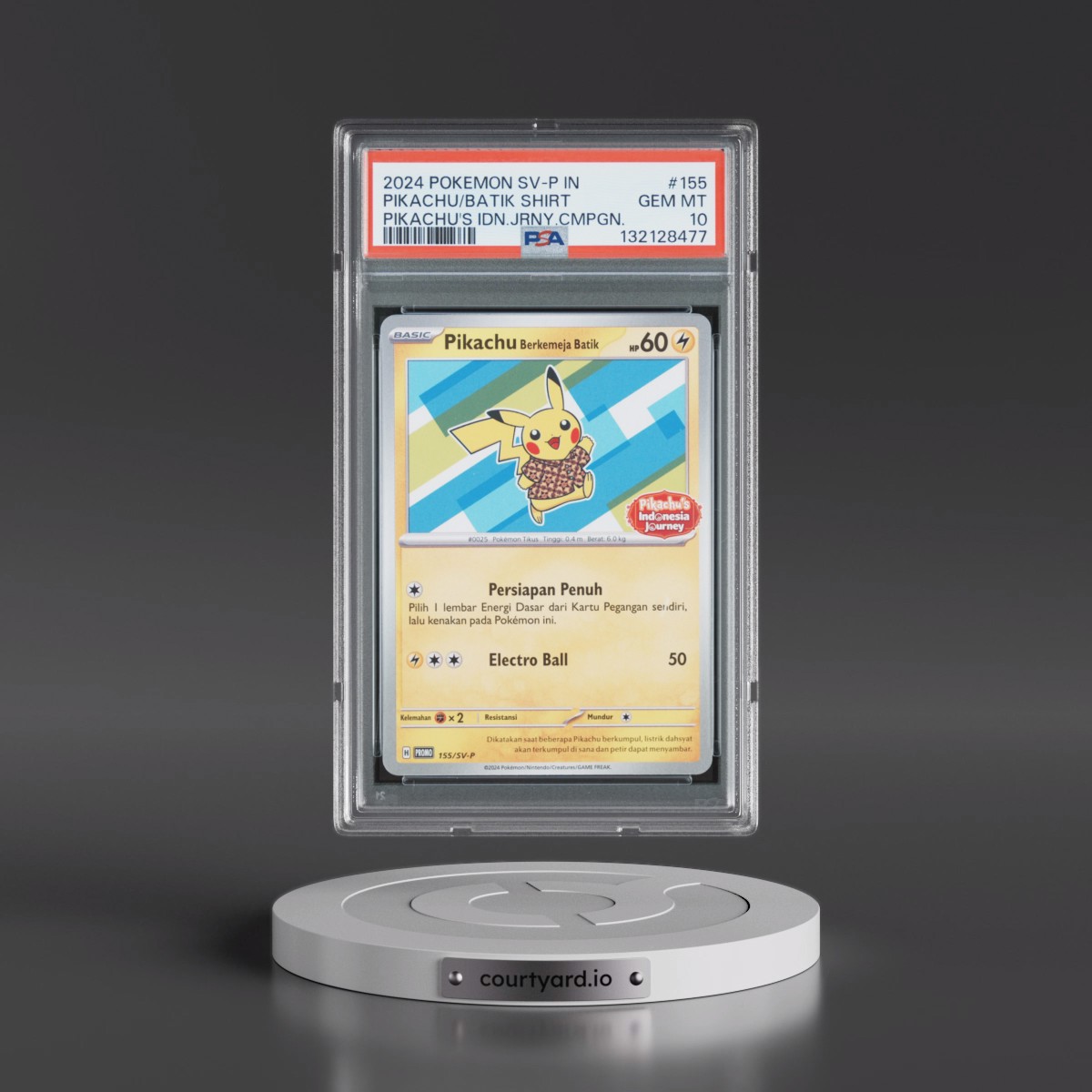 2024 Pokémon SV-P Promo Pikachu in Batik Shirt - Pikachu's Indonesia Journey Campaign #155 PSA 10