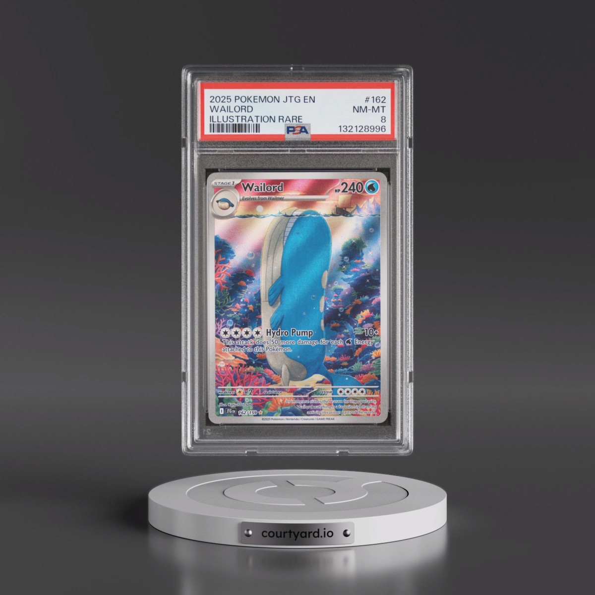 2025 Pokémon Jtg EN-Journey Together #162 Wailord - Illustration Rare (PSA 8 NM-MT)